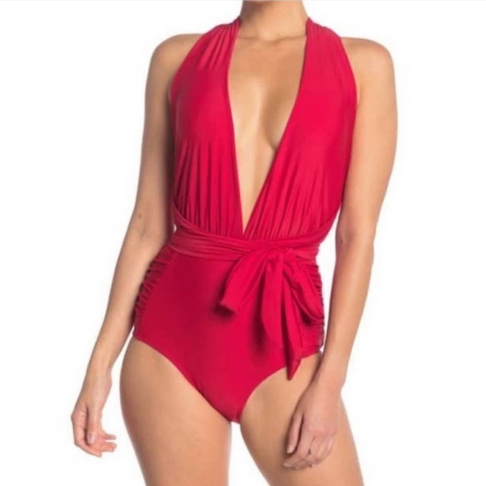 Nicole Miller Red convertible one piece swimsuit